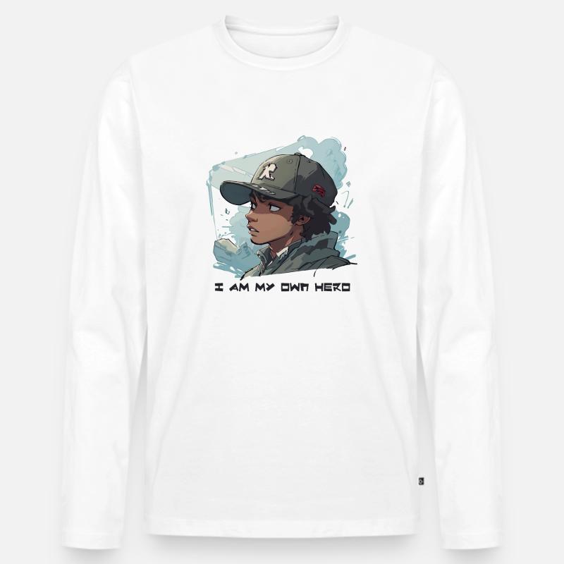 Superheld im Anime-Stil - Männer Premium Bio Langarmshirt - Weiß
