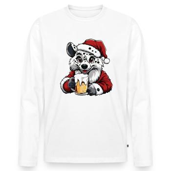 Hyène Noël Bière Drôle - T-shirt manches longues Premium bio Homme - blanc - Devant - Nico (187cm)