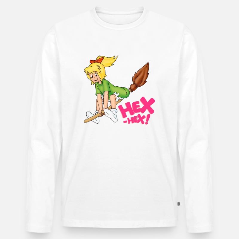 Bibi Blocksberg fliegt auf Kartoffelbrei Hex-Hex! - Männer Premium Bio Langarmshirt - Weiß