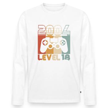 18 Birthday Vintage 2004 Level 18 Complete - Men's Premium Organic Long Sleeve Shirt - white - Front - Nico (187cm)