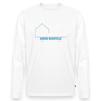 Bauherr meine Baustelle ihre Regeln - Männer Premium Bio Langarmshirt - Weiß - Vorne - Nico (187cm)