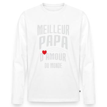 cadeau pour le meilleur Papa d'amour du monde - T-shirt manches longues Premium bio Homme - blanc - Devant - Nico (187cm)