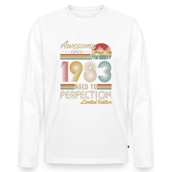 Né 1983 Vintage Anniversaire Rétro - T-shirt manches longues Premium bio Homme - blanc - Devant - Nico (187cm)