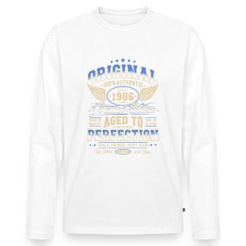 Original 1986 Vintage Born Cadeau d’anniversaire - T-shirt manches longues Premium bio Homme - blanc - Devant - Nico (187cm)