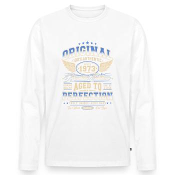 Original 1973 Vintage Born Cadeau d’anniversaire - T-shirt manches longues Premium bio Homme - blanc - Devant - Nico (187cm)