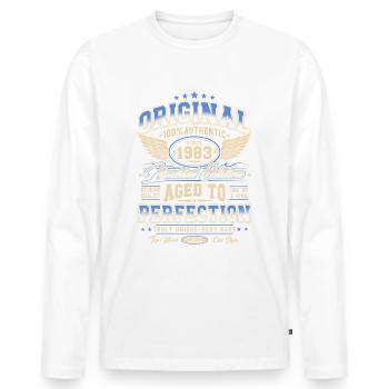 Original 1983 Vintage Born Cadeau d’anniversaire - T-shirt manches longues Premium bio Homme - blanc - Devant - Nico (187cm)