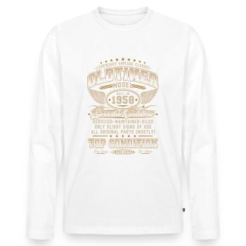 Oldtimer Baujahr 1958 Jahrgang Geburtstag Geschenk - Männer Premium Bio Langarmshirt - Weiß - Vorne - Nico (187cm)