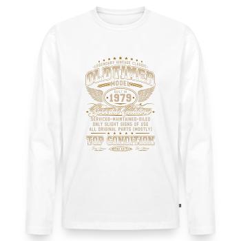 Oldtimer Baujahr 1979 Jahrgang Geburtstag Geschenk - Männer Premium Bio Langarmshirt - Weiß - Vorne - Nico (187cm)