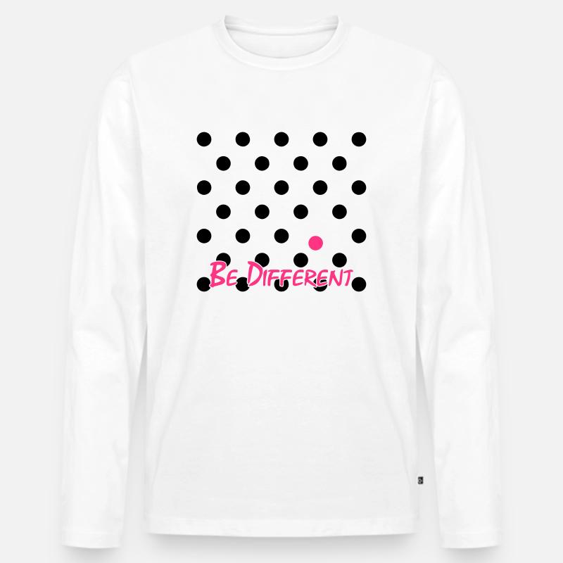 Be Different Polka Dots - Männer Premium Bio Langarmshirt - Weiß
