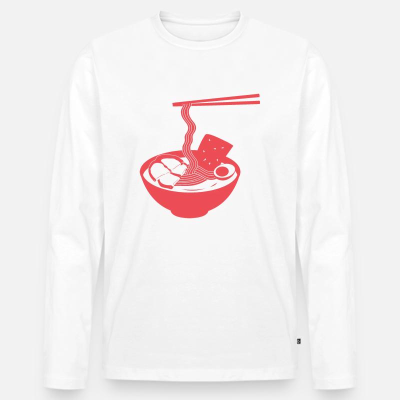 Ramen essen - Männer Premium Bio Langarmshirt - Weiß