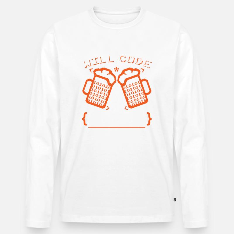 Will Code für Bier - Männer Premium Bio Langarmshirt - Weiß