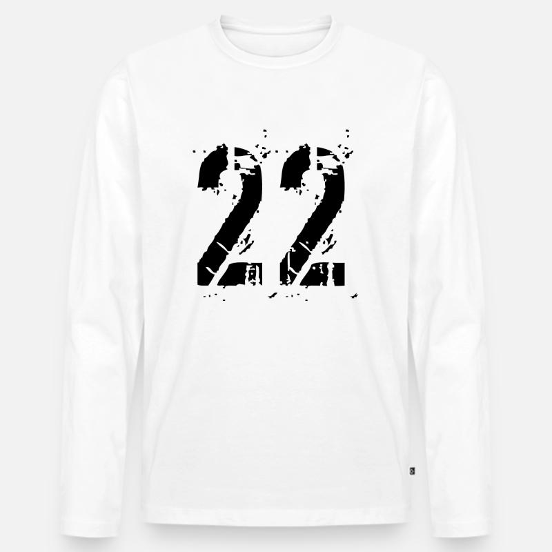 22 Nummer 22 Jahre - Männer Premium Bio Langarmshirt - Weiß
