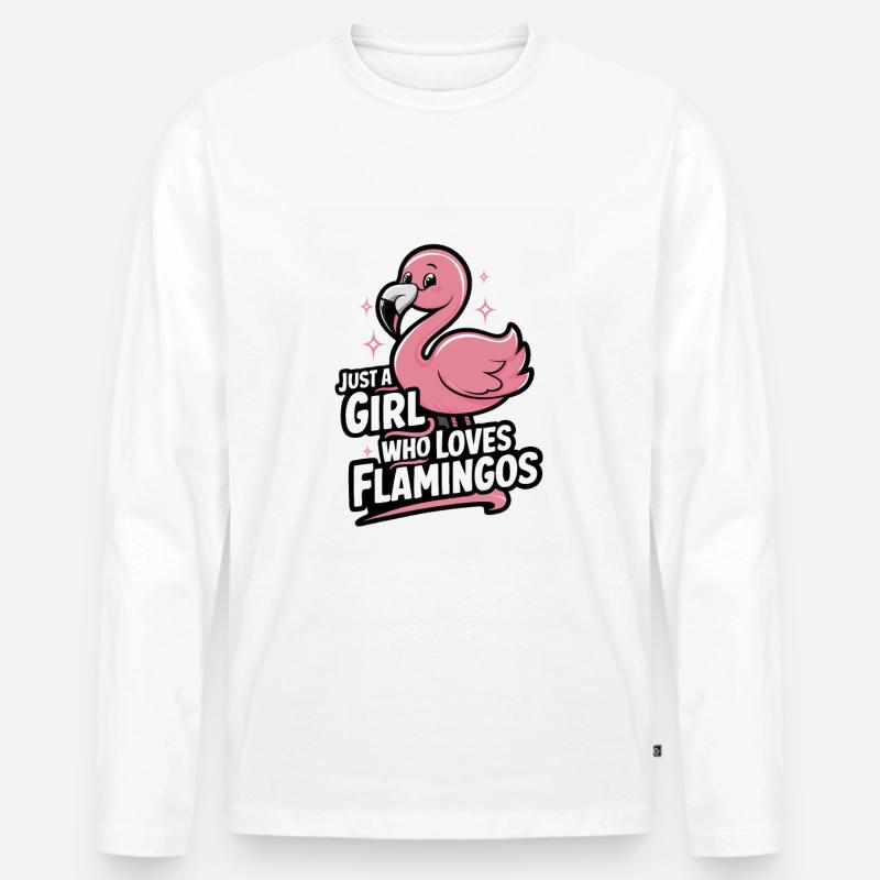 Flamingo Tier Rosa - Männer Premium Bio Langarmshirt - Weiß