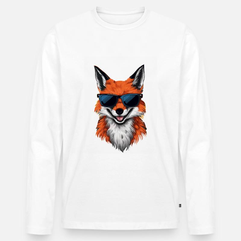 Fuchs Füchse Tier - Männer Premium Bio Langarmshirt - Weiß
