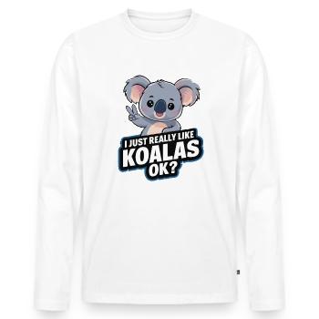 Koala Koala Koala Ours Koala Animal - T-shirt manches longues Premium bio Homme - blanc - Devant - Nico (187cm)