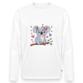 Koala Koala Koala Ours Koala Animal - T-shirt manches longues Premium bio Homme - blanc - Devant - Nico (187cm)