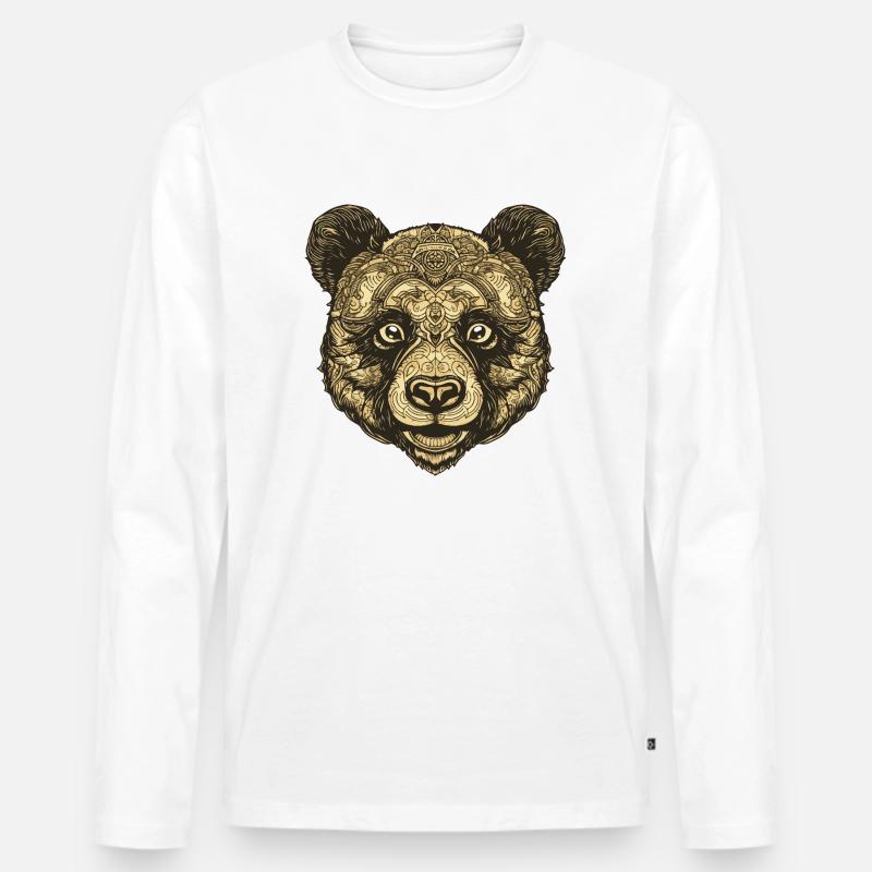 Panda Porträt - Männer Premium Bio Langarmshirt - Weiß
