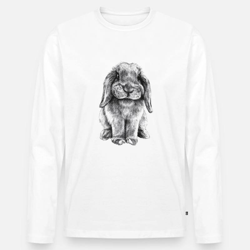 Widder Kaninchen - Männer Premium Bio Langarmshirt - Weiß