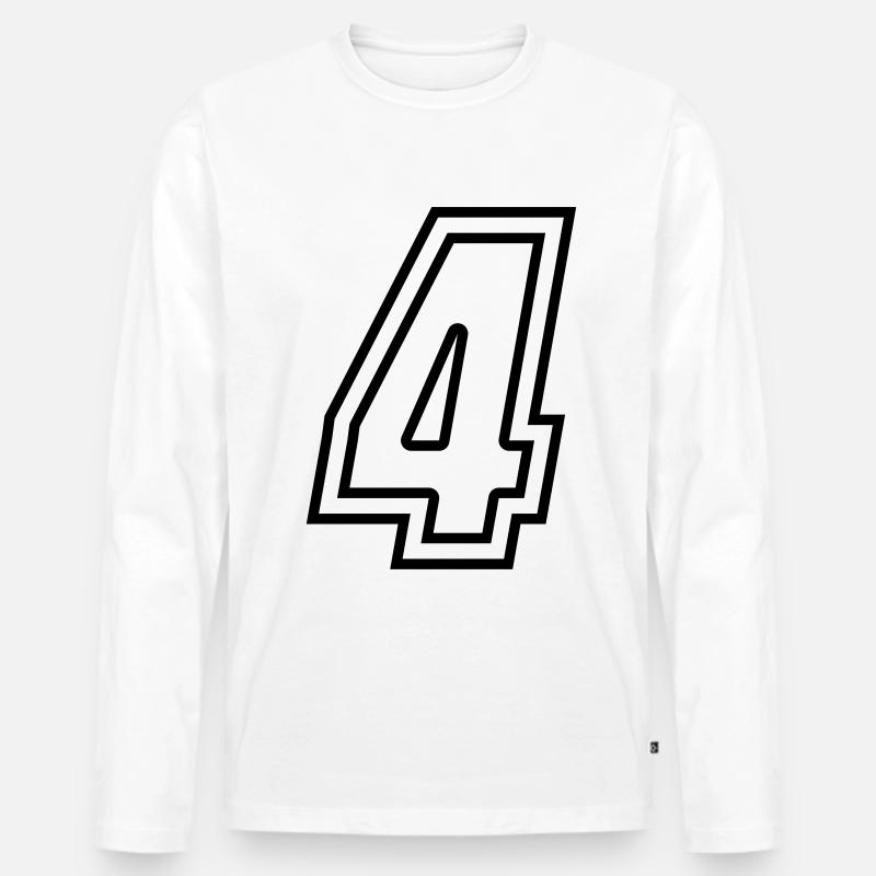 4 Zahl nummer - Männer Premium Bio Langarmshirt - Weiß