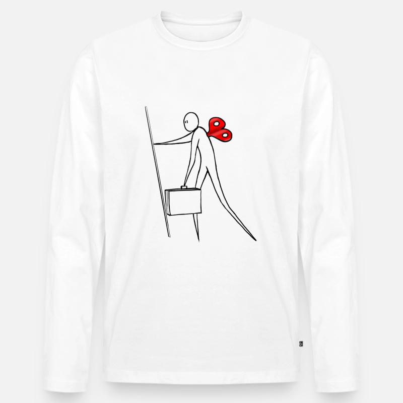 Verliebter Wanderer - Männer Premium Bio Langarmshirt - Weiß
