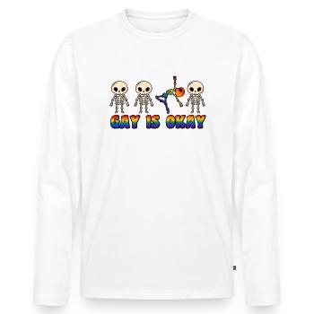 Gay is okay LGBT Pride Mois - T-shirt manches longues Premium bio Homme - blanc - Devant - Nico (187cm)