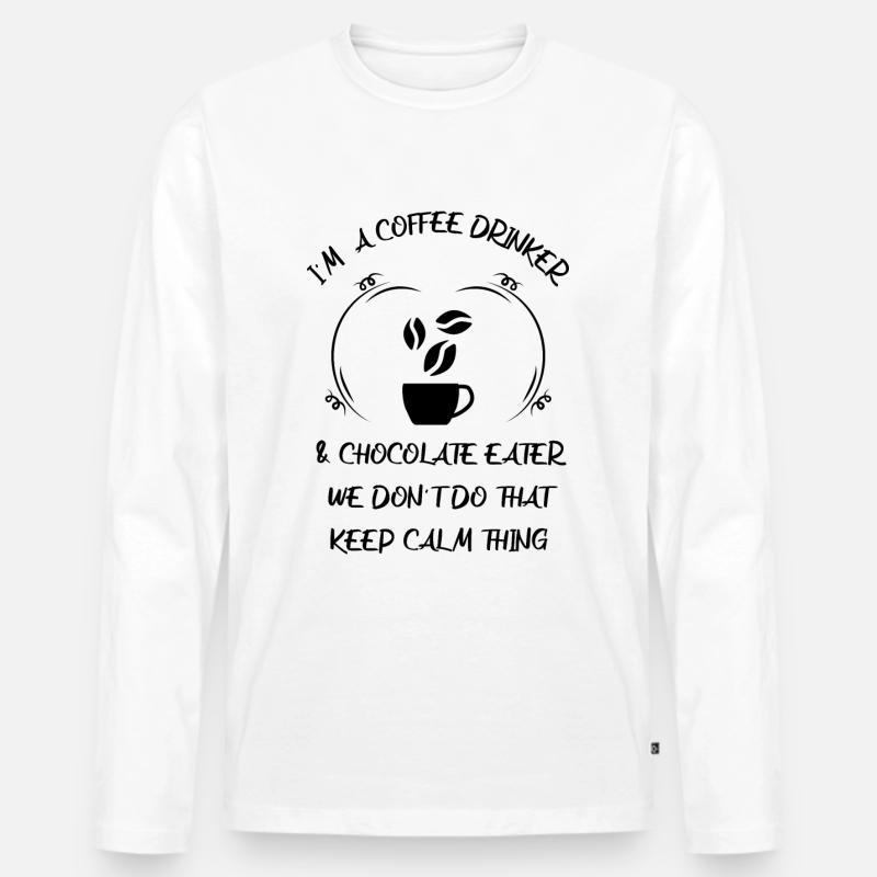 Kaffee Espresso Käffchen & Schokolade - Männer Premium Bio Langarmshirt - Weiß