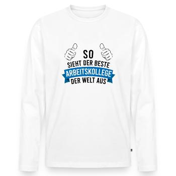Bester Arbeitskollege Spruch Geschenk Herren - Männer Premium Bio Langarmshirt - Weiß - Vorne - Nico (187cm)