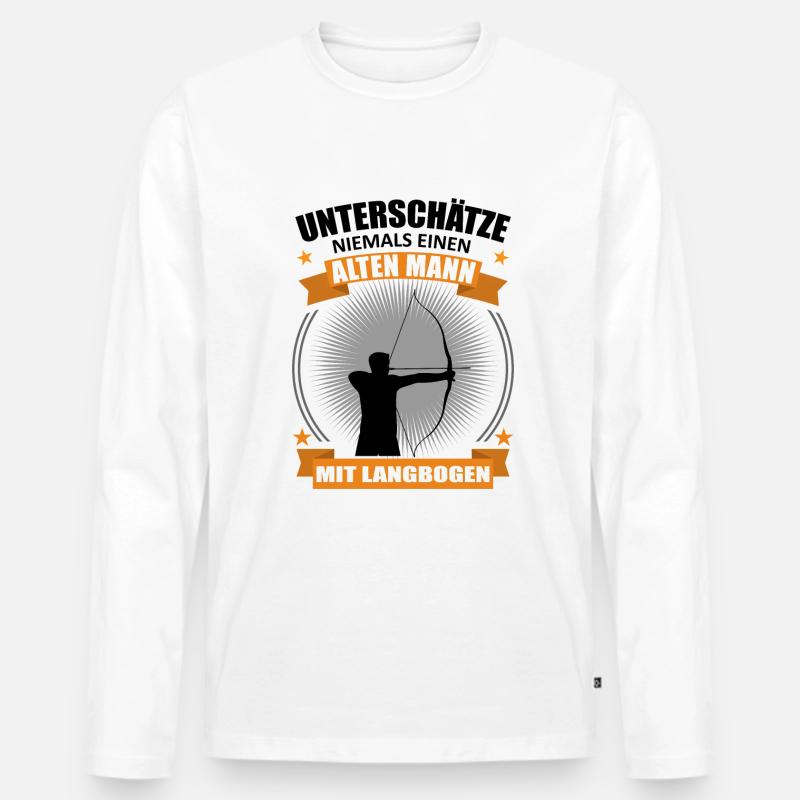 Bogenschießen Alter Mann Spruch Geschenk - Männer Premium Bio Langarmshirt - Weiß