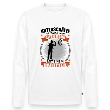 Darts Alter Mann Spruch Dartspieler Fans Geschenk - Männer Premium Bio Langarmshirt - Weiß - Vorne - Nico (187cm)