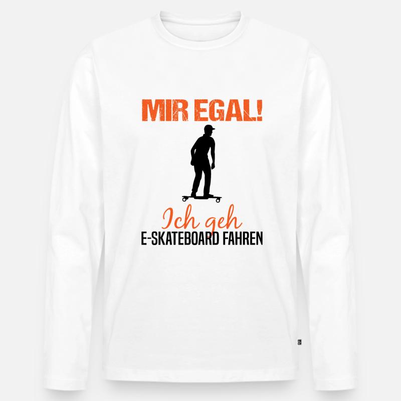 E-Skateboard Spruch Elektro-Skateboard Geschenk - Männer Premium Bio Langarmshirt - Weiß