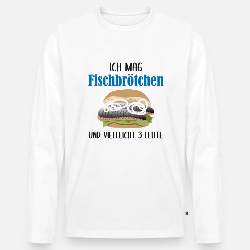 Fischbrötchen & 3 Leute - Soziale Diät Geschenk - Männer Premium Bio Langarmshirt - Weiß