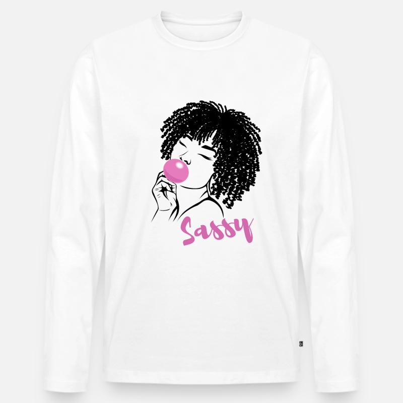 Sassy Chic mit Afro Charme - Männer Premium Bio Langarmshirt - Weiß