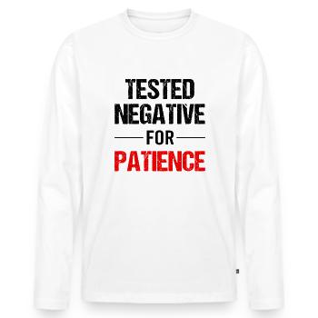 La patience - une vertu de force - T-shirt manches longues Premium bio Homme - blanc - Devant - Nico (187cm)