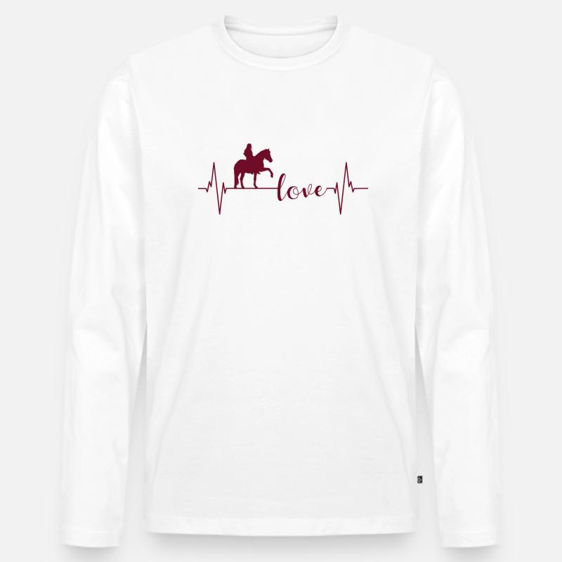 Reiterherz Pferdeliebe Lebensfreude - Männer Premium Bio Langarmshirt - Weiß
