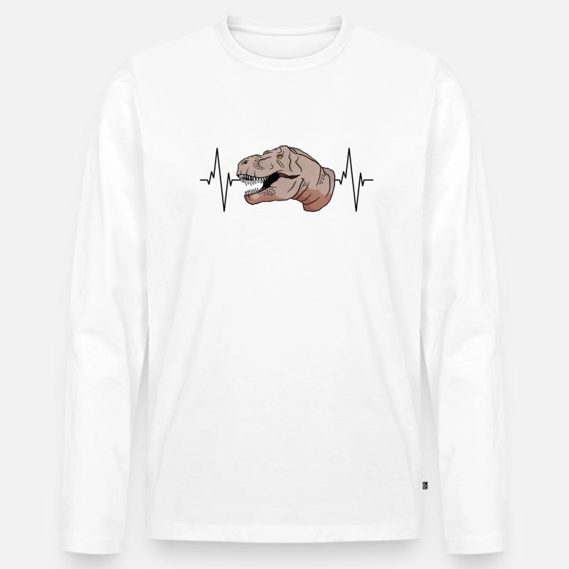 T-Rex Herzschlag Urzeit Geschenk - Männer Premium Bio Langarmshirt - Weiß