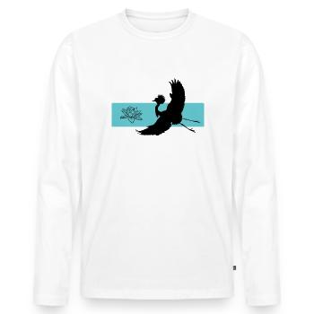 Grue et Lotus Harmony Symbolisme - T-shirt manches longues Premium bio Homme - blanc - Devant - Nico (187cm)