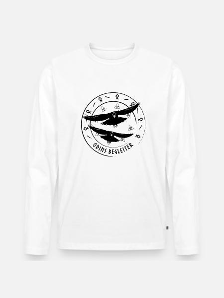 Odins Raben - Mythos & Begleiter - Männer Premium Bio Langarmshirt - Weiß