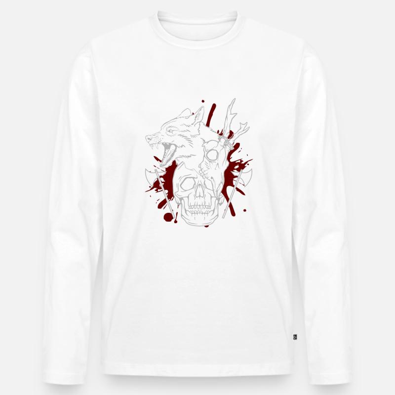Wilder Wolf - Krieger des Lebens - Männer Premium Bio Langarmshirt - Weiß