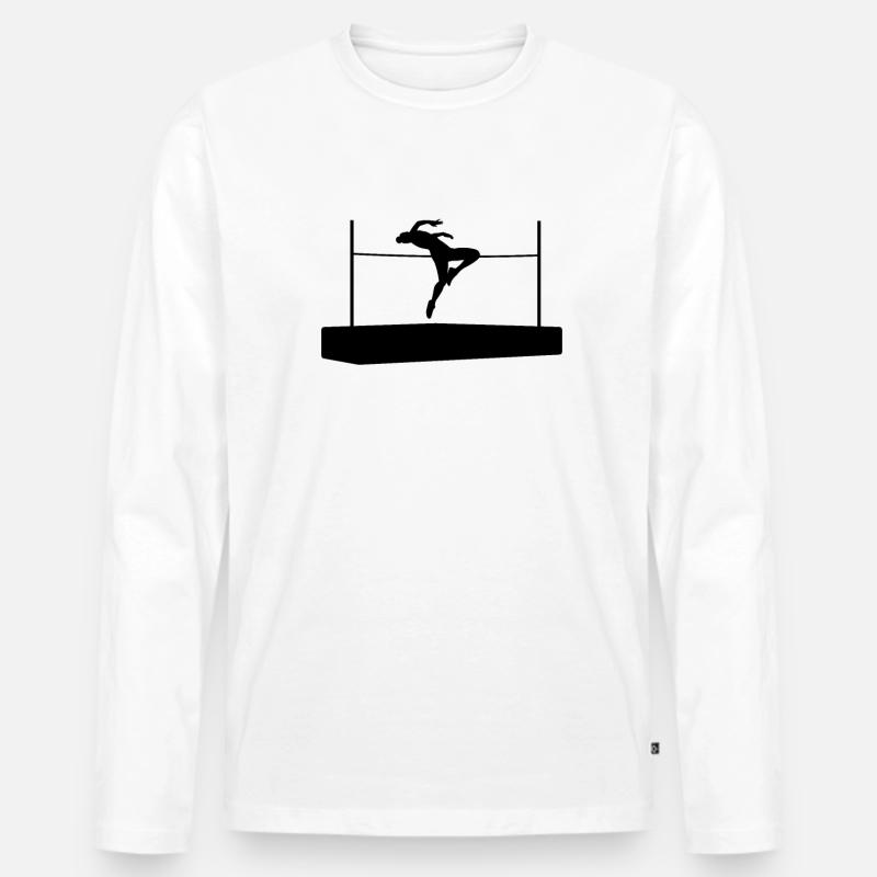 Hochsprung Athlet Sprung Dynamik Geschenk - Männer Premium Bio Langarmshirt - Weiß