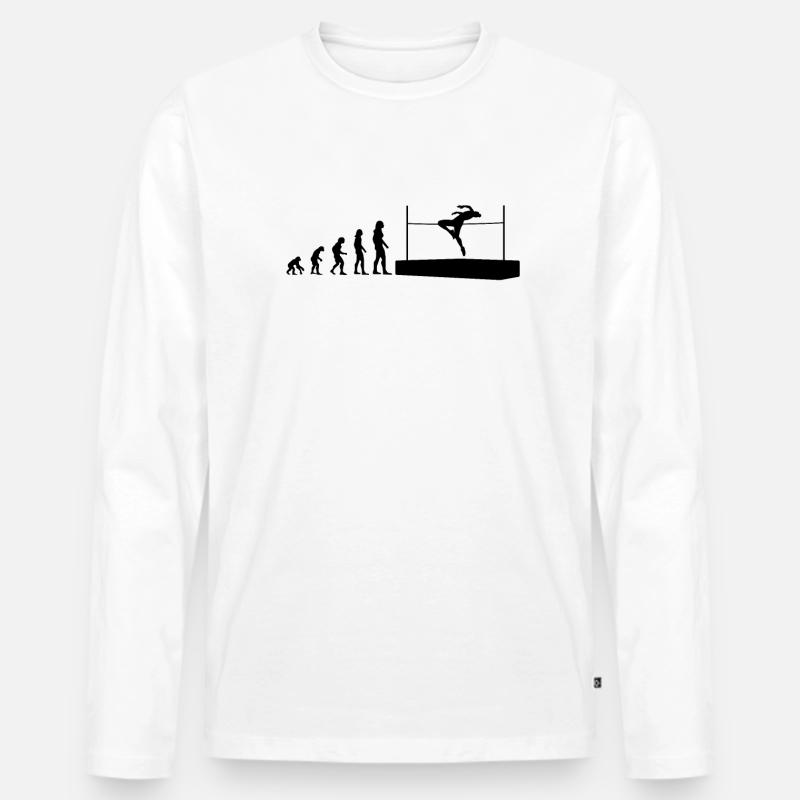 Evolution Hochsprung Athlet Geschenk - Männer Premium Bio Langarmshirt - Weiß