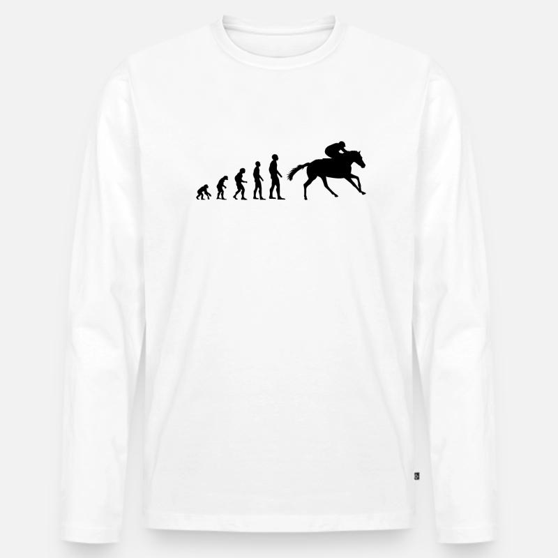 Evolution zum Pferderenner - Männer Premium Bio Langarmshirt - Weiß