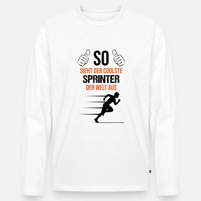 Sprinter Elite Ausdauer Sport - Männer Premium Bio Langarmshirt - Weiß