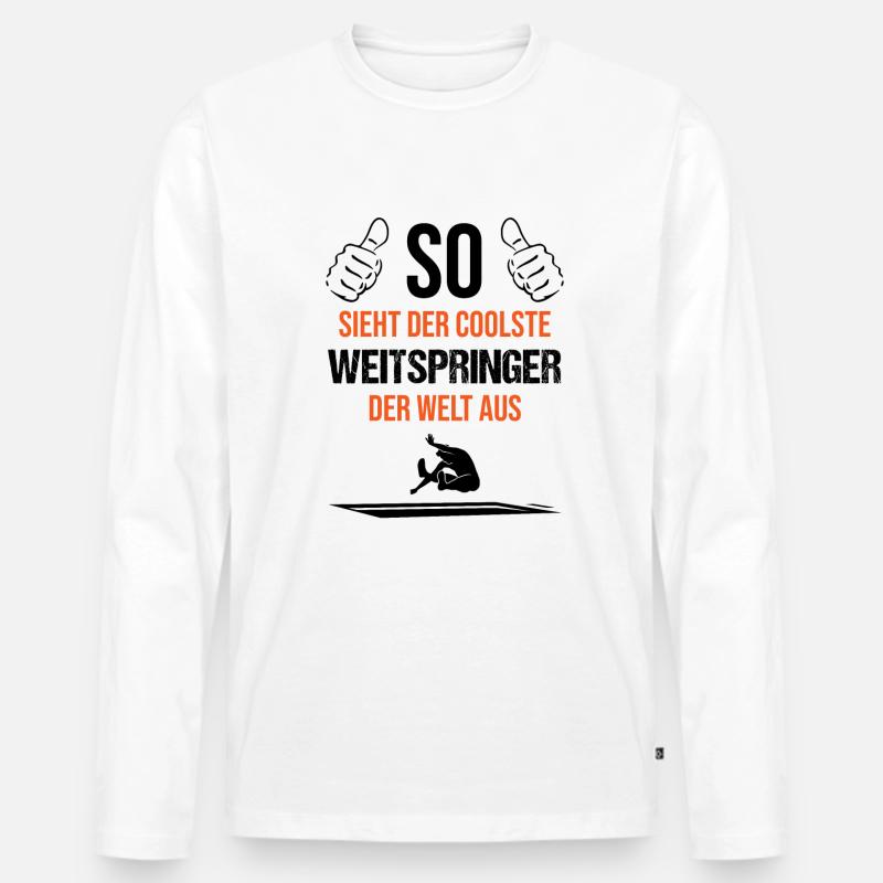 Weltbester Weitspringer Coolness Geschenk - Männer Premium Bio Langarmshirt - Weiß