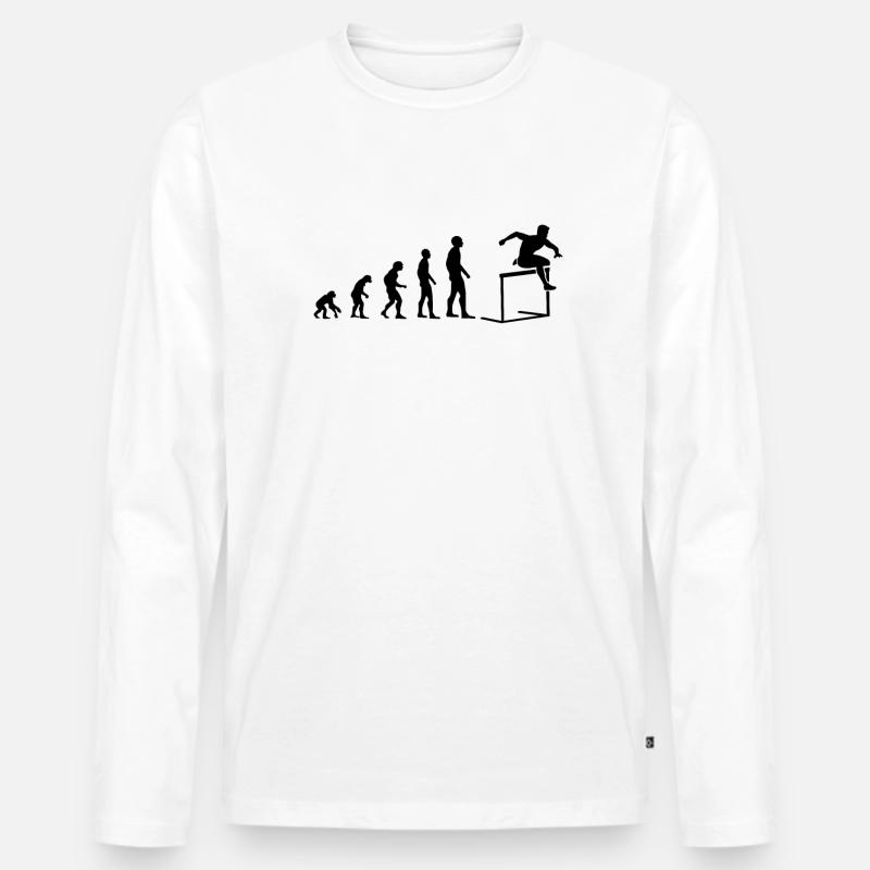 Evolution Hindernislauf Sport Evolutionär - Männer Premium Bio Langarmshirt - Weiß