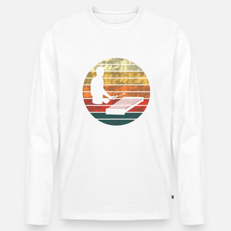 Abendklang Xylophonist Silhouette Geschenk - Männer Premium Bio Langarmshirt - Weiß