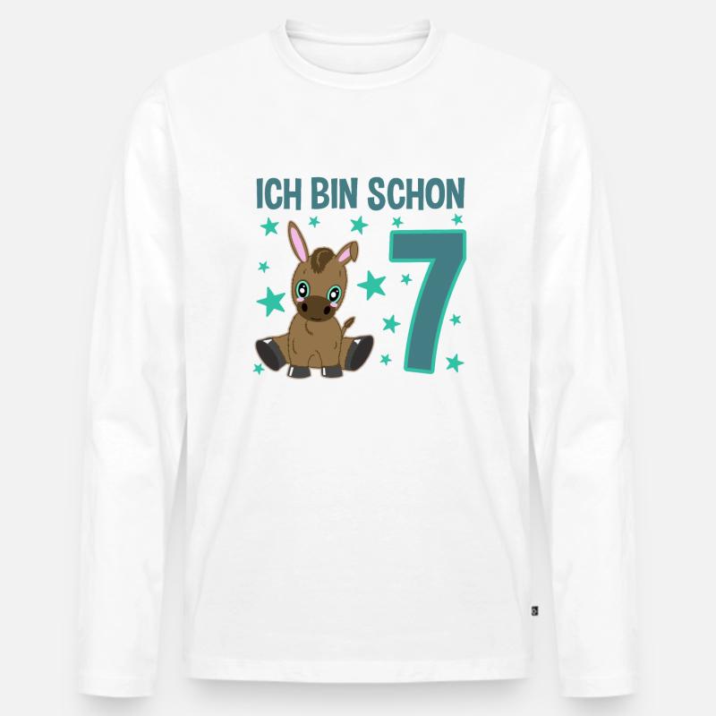Siebenjährige Partyeselchen Glücksbringer - Männer Premium Bio Langarmshirt - Weiß