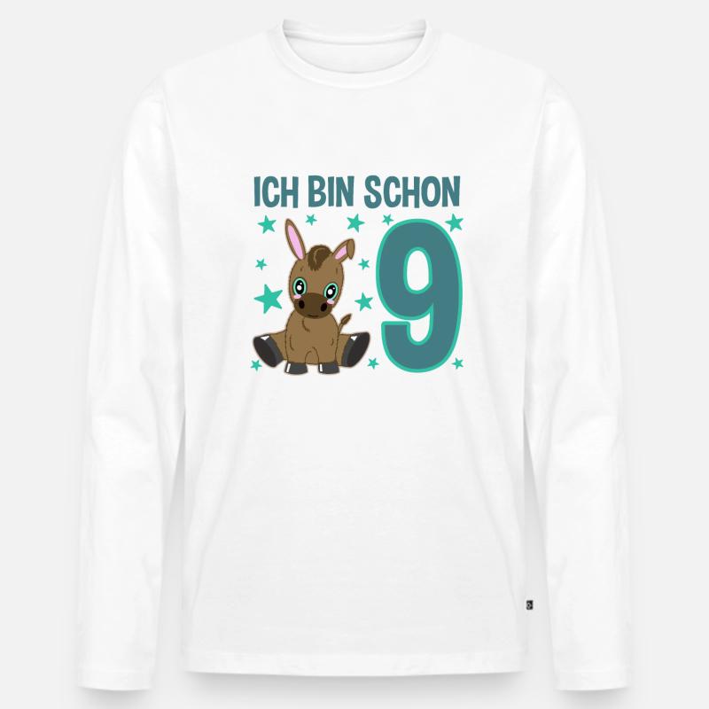 Neunjähriges Eselchen: Großes Fest - Männer Premium Bio Langarmshirt - Weiß