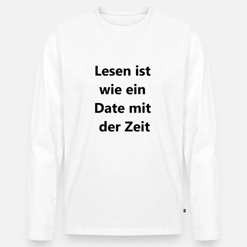 Leseabend Geschenk - Männer Premium Bio Langarmshirt - Weiß