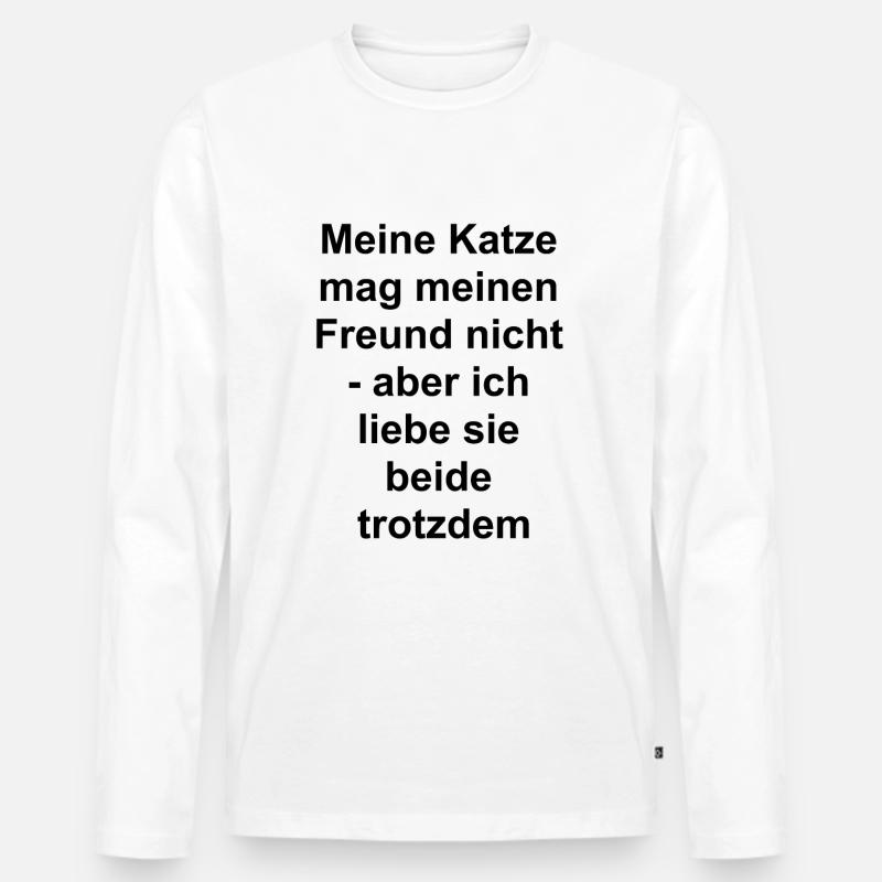 Katzen-Freund-Geschenk - Männer Premium Bio Langarmshirt - Weiß