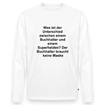 Accountant Hero Gift - Men's Premium Organic Long Sleeve Shirt - white - Front - Nico (187cm)